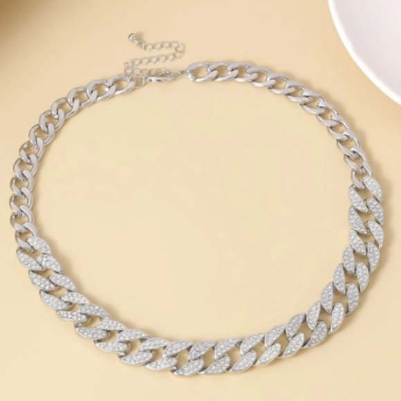 Silver Adjustable Iced Out Cuban Bling Necklace - Picture 3 of 3